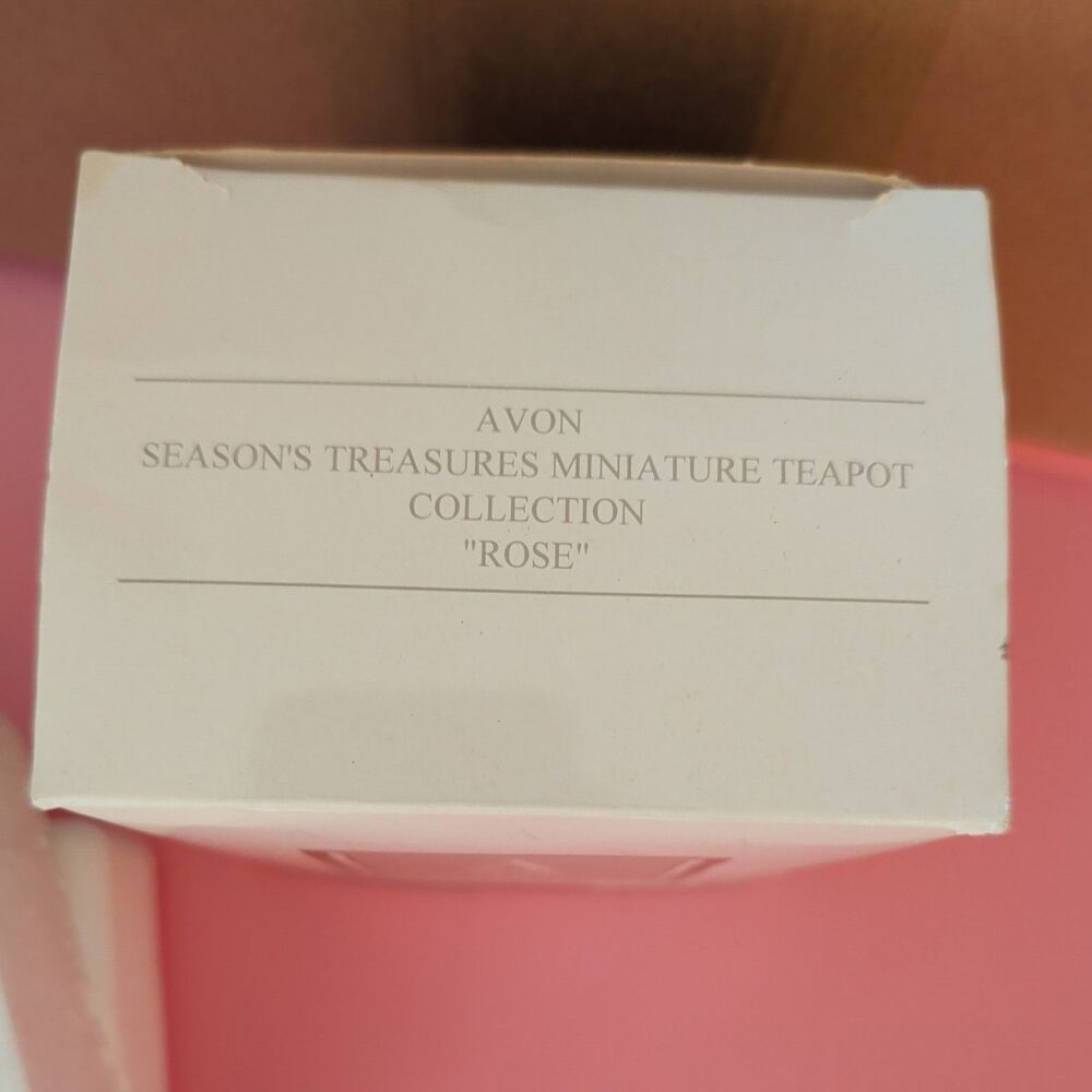 1995 AVON SEASONS TREASURES MINI TEAPOT COLLECTION - ROSE w/ BUTTERFLY LID - NIB